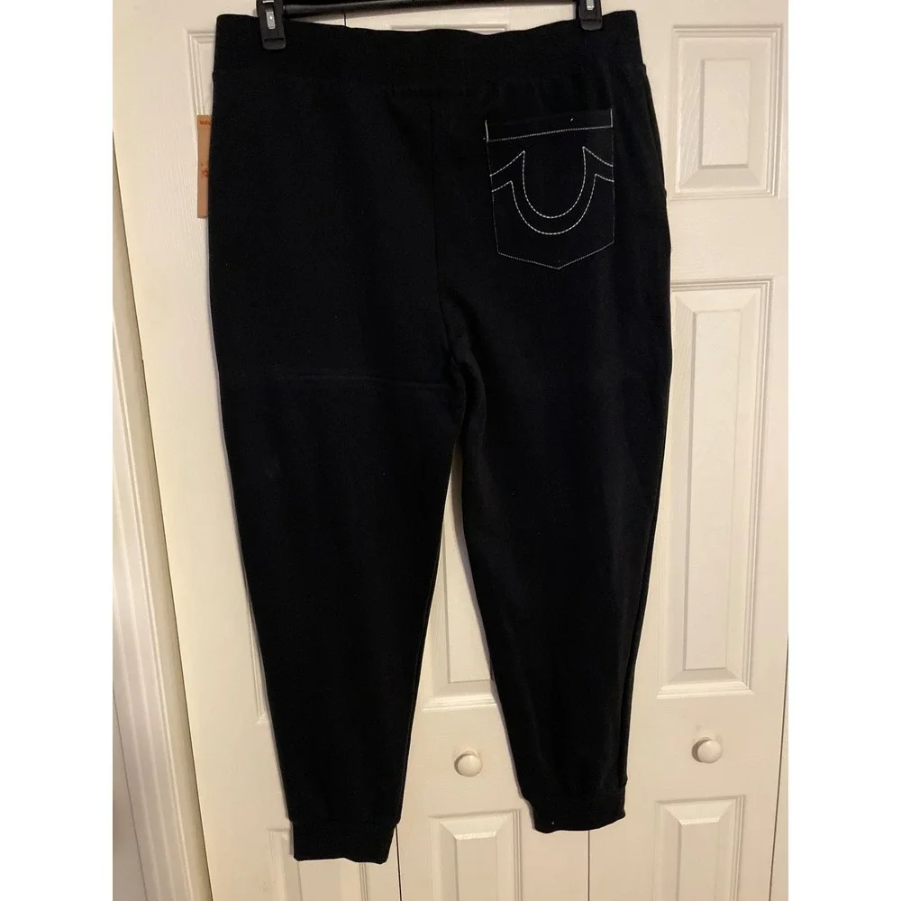 True Religion Mens Classic Logo Jogger Sweatpants Black XXL 103070 NWT